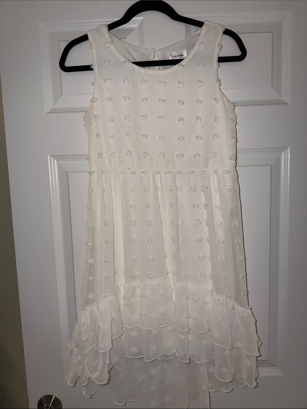 Girls Ivory Sleeveless Ruffle Hem Party Dress